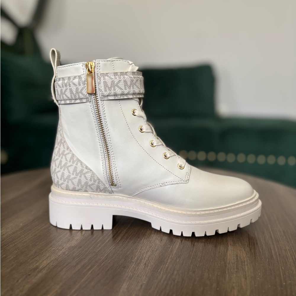 Michael Kors Women's White Combat Boots - Picture 3 of 12